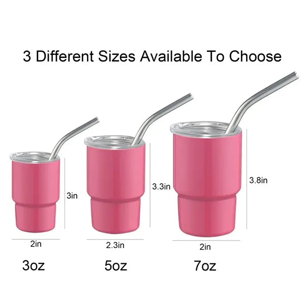 5Oz Mini Tumbler Shot Glass With Straw And Lid