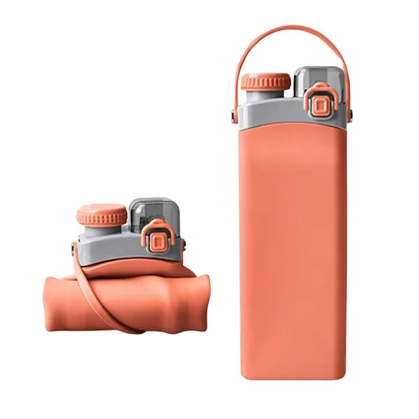 Dual Lid Leakproof Foldable Silicone Sports Bottle
