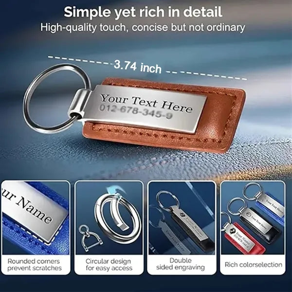 Portable Leather Stainless Steel Keychain