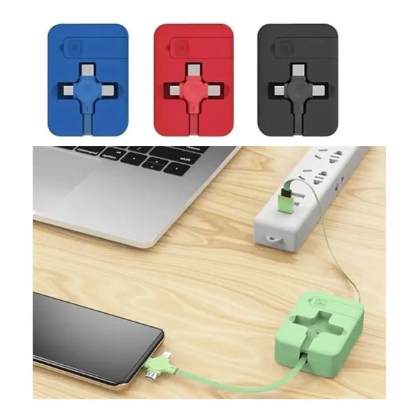 Square Retractable 3 In 1 Charging Data Cable