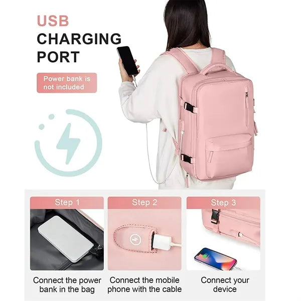 Waterproof Laptop Luggage Backpack With USB Charging Port