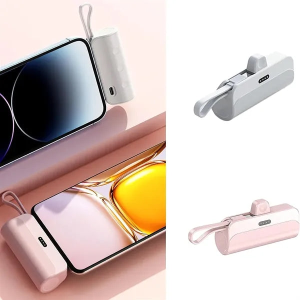10000mAh Capsule-Style Power Bank with Built-in Cable