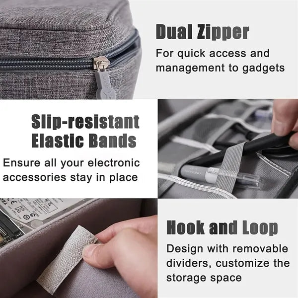 Travel Tech Organizer with Multiple Compartments