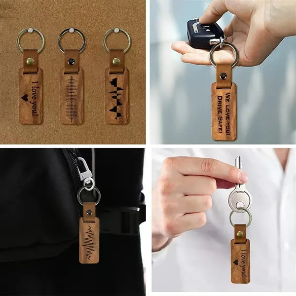 Custom Engraved Wooden Keychain Personalized Name Tag