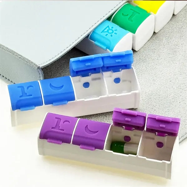 Portable Leather Weekly Pill Organizer Case