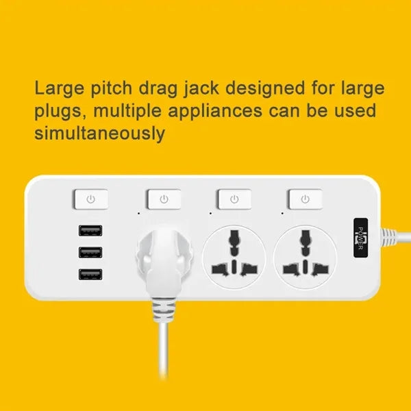 6.6ft Power Strip 3 AC Outlet 3 USB with independent switch
