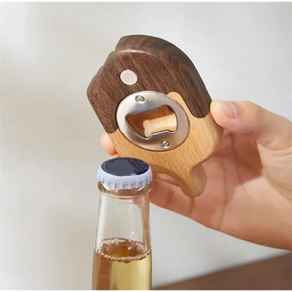 Wooden Shape Bottle Opener With Stainless Steel Insert