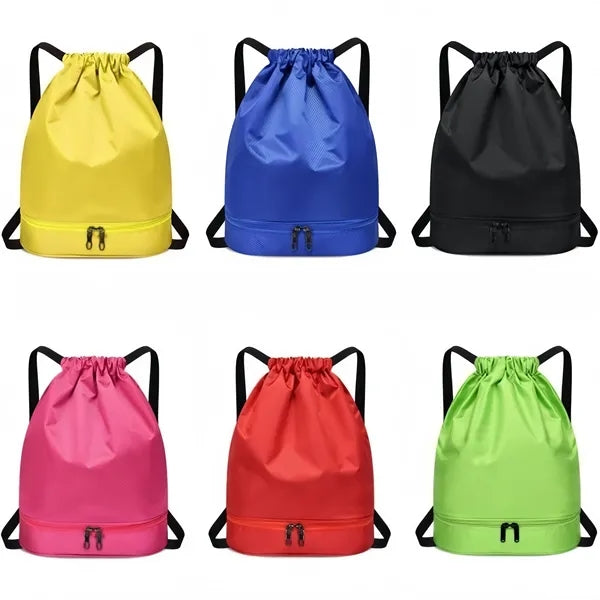 Sports Drawstring Shoes Pocket Waterproof Swim Gym Bag