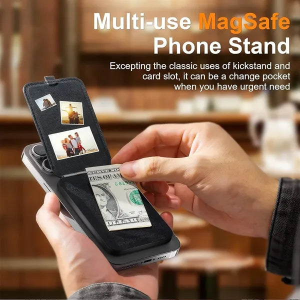 Magnetic Wallet Card Holder with Adjustable Stand