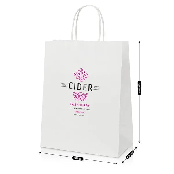 White Kraft Shopping Bag (10" X 4.5" X 12.5") Large