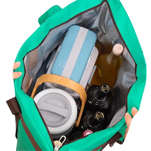 Insulated Thermal Tote Container Grocery Cooler with Zippere