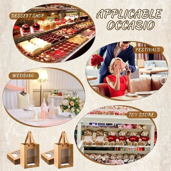 Shopping party favor paper gift bags with transparent window