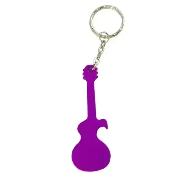 Guitar Shaped Aluminum Bottle Opener w/Key Chain