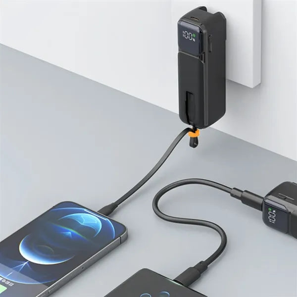 Portable 5,000mAh Power Bank Charger W/ LCD Display Lanyard