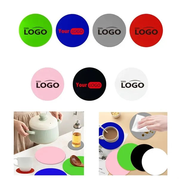 4" Anti-Slip Round Silicone Coasters Custom Logo