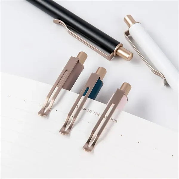 Metal Ribbed Click Pen