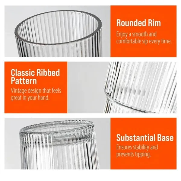 20oz Ribbed Glass Tumbler