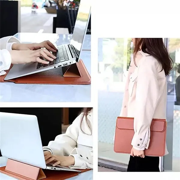 Multi-Function PU Leather Laptop Sleeve with Stand