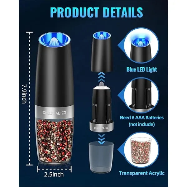 Gravity Electric Pepper and Salt Grinder
