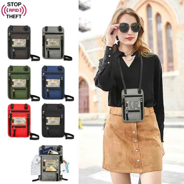 Travel Passport Holder with Shoulder Strap