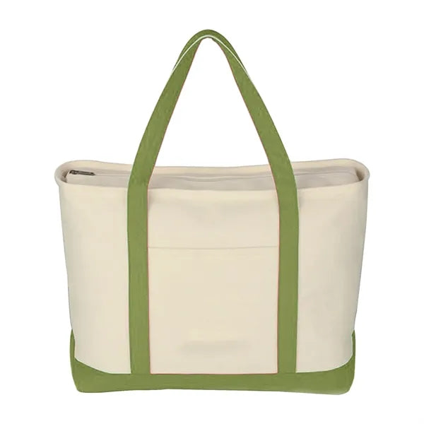Cotton Canvas Sailing Tote Bag With Zipper