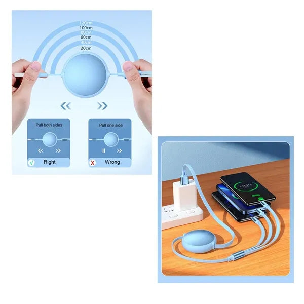 Retractable 3-in-1 Charging Data Line