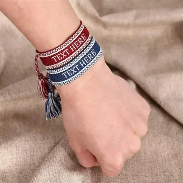 Woven Embroidery Letter Tassel Bracelet