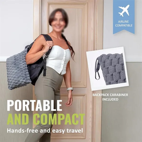 Premium soft compact travel 2 in 1 airplane blanket pillow