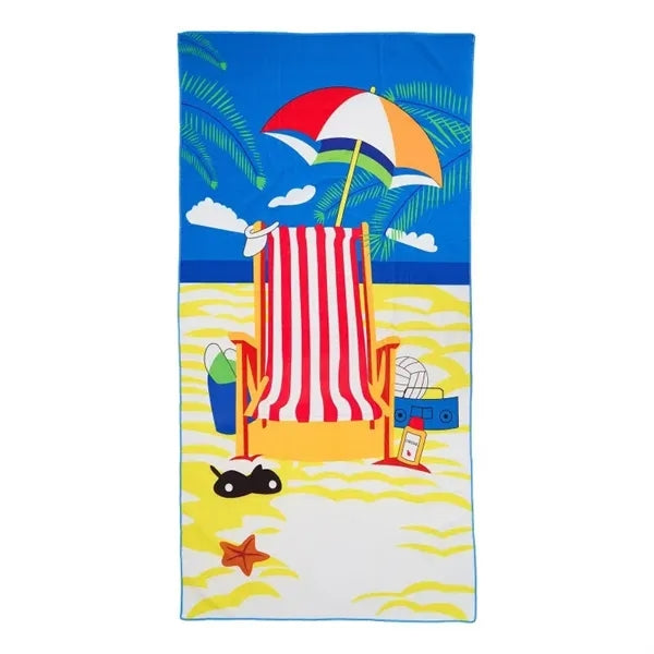 30"x59" Sublimated Sand Proof Waffle Microfiber Beach Towel