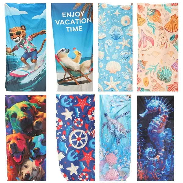 2-In-1 Foldable Beach Towel Integrated Bag For Storage