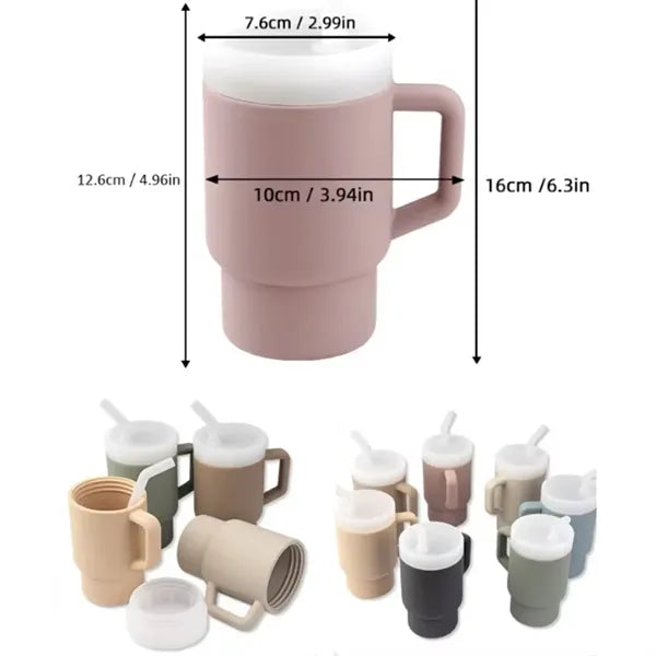9oz Soft Silicone Tumbler with Leak-Resistant Straw Handle
