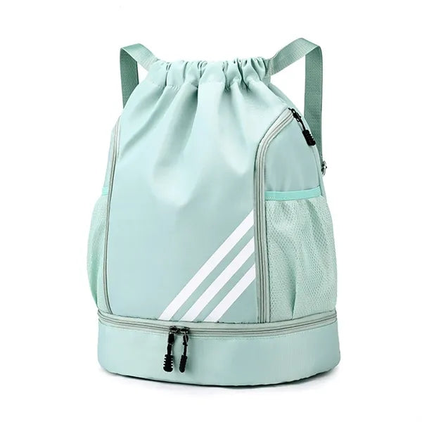 Drawstring Backpack With Mesh Pockets & Zipper