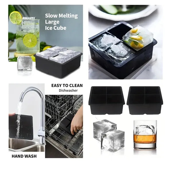 Silicone 4 Large Ice Cube Mold Tray