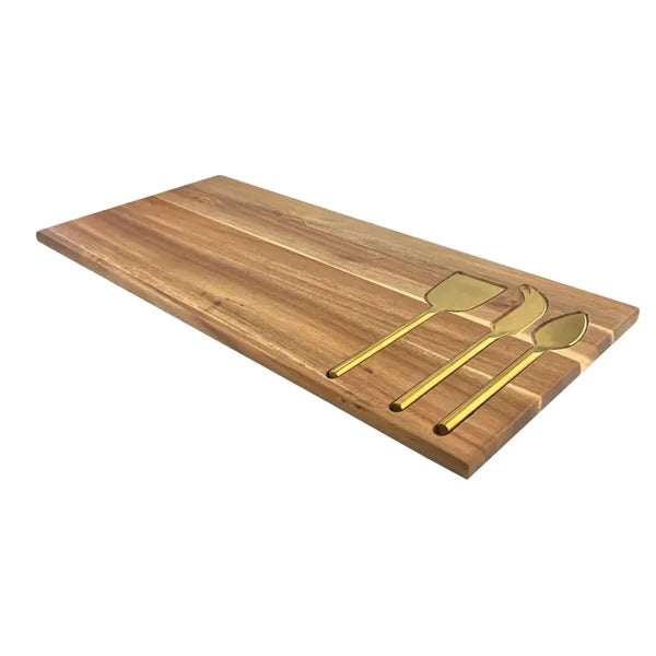 Cheese Board Set with Gold Plated Knives