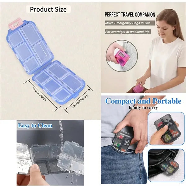 10 Compartments Travel Pill Box