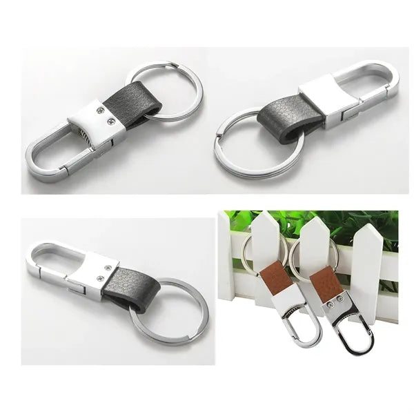 Metal Genuine Leather Car Keychain