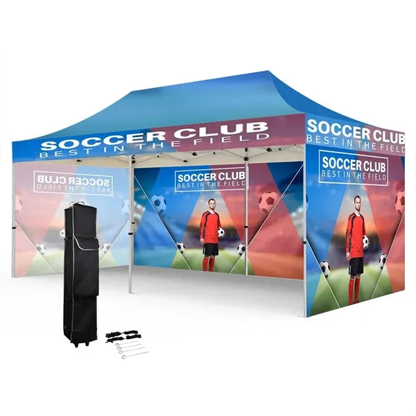 10' x 20' Hex Aluminum Frame W/ Full Color Canopy 3 Walls
