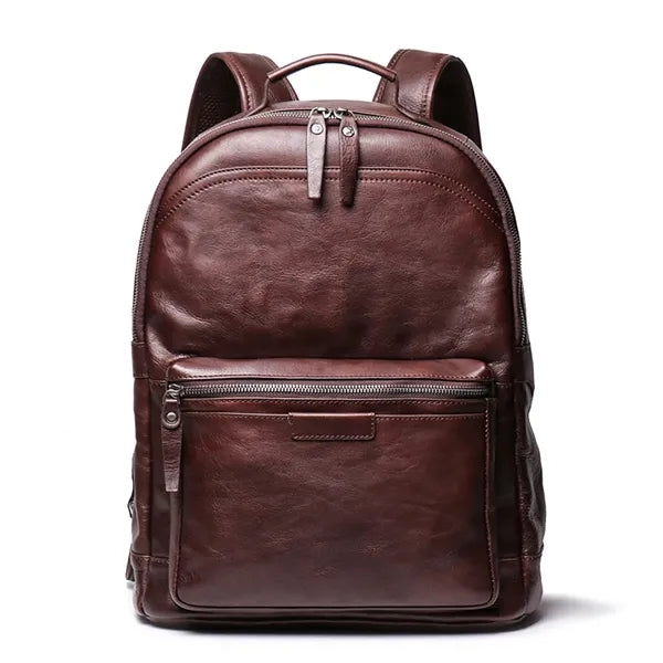 Vintage Travel Backpack Top Layer Cowhide Leather