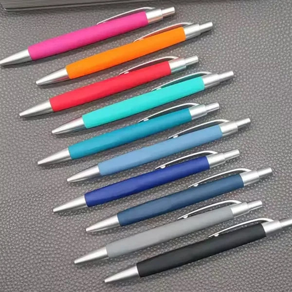 Colorful Ballpoint Pens with Silver Trim