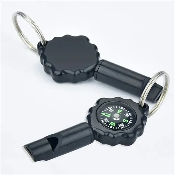 2 In 1 Survival Emergency Whistle Compass For Camping Hiking