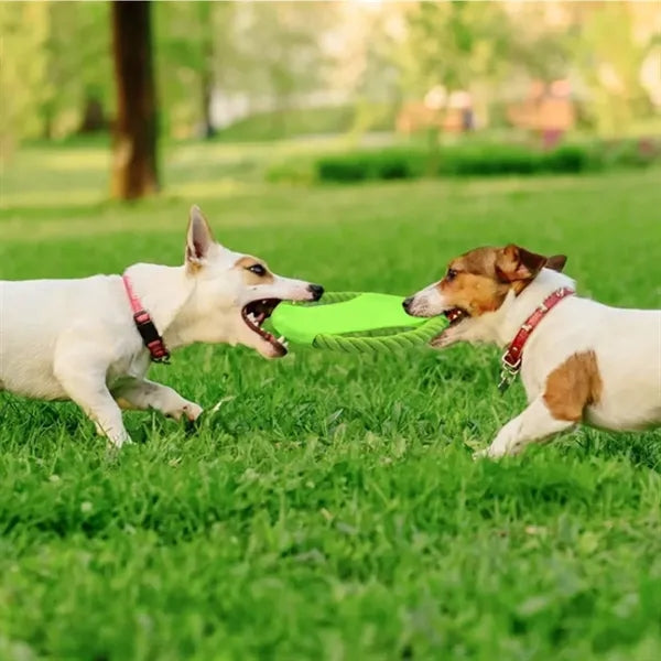 Rope Ring Dog Frisbee Toy with Durable Fabric