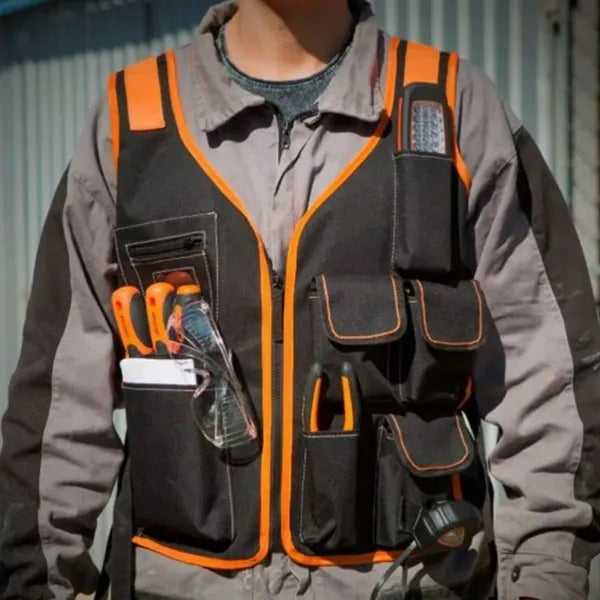 Multi-Pocket Safety Work Vest Tool Storage Gear