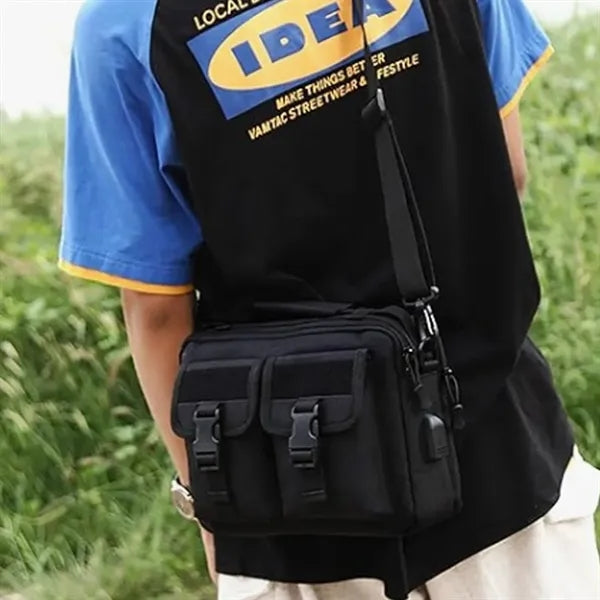 Durable Tactical Messenger Shoulder Bag w/ USB Charging Port