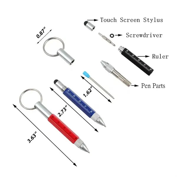 6 in 1 Mini Tool Pen Multifunctional Ballpoint Pen/Keychain