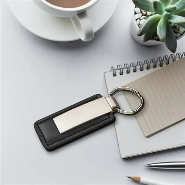 PU Leather and Metal Keychain with Custom Logo Engraving