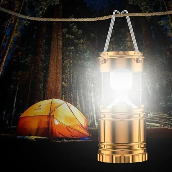 Outdoor collapsible led rechargeable solar camping lantern