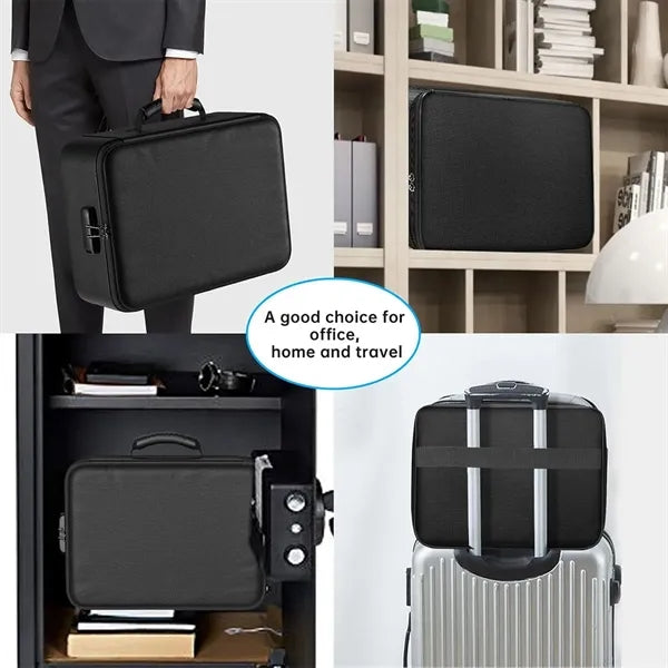 Portable travel storage fireproof document bag with lock