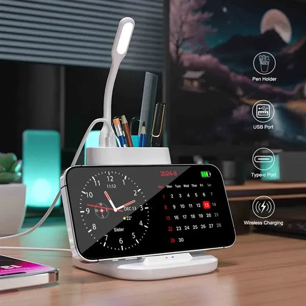 Wireless Charging Station With Pen Holder