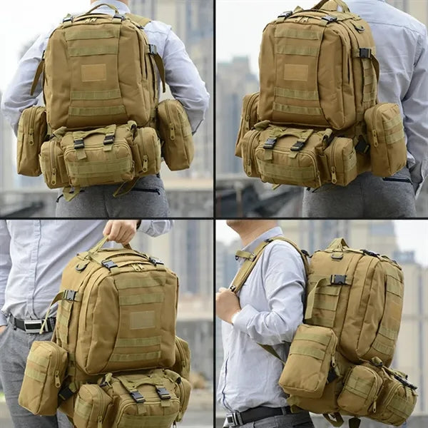 55L Tactical Military Backpack with Detachable Pouches