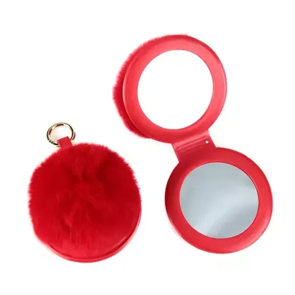 Pom Mirror Keychain With Printed Tag
